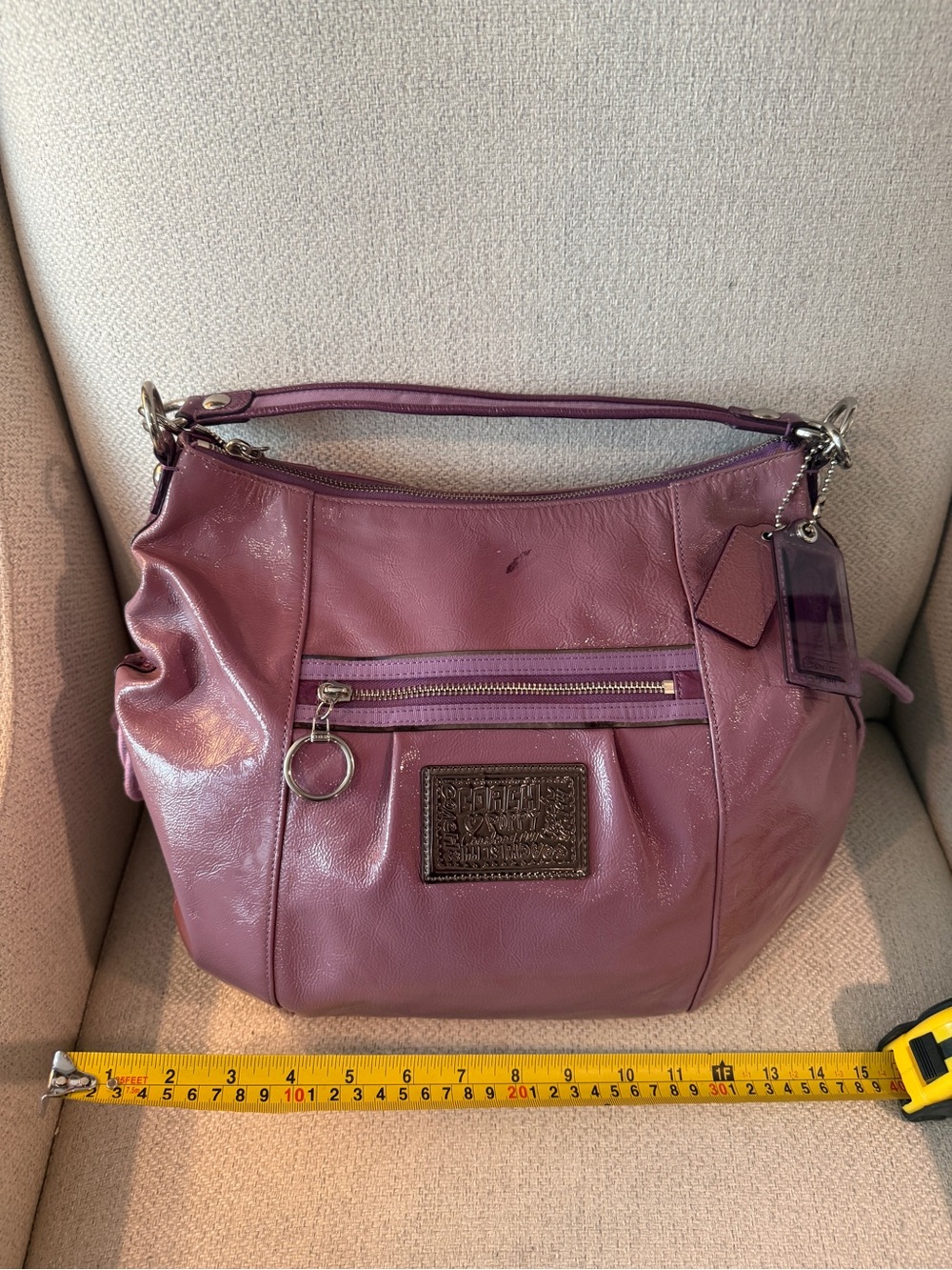 Coach Leather Hobo Bag - Plum Purple